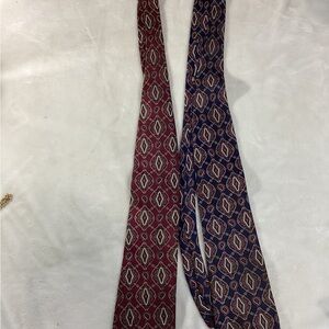 Dior Maroon and Dark Blue Geometric Ties